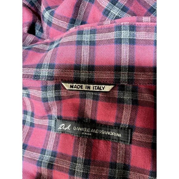 Daniele Alessandrini Red Black Plaid Shirt - 16 - Picture 3 of 3